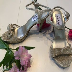 Sparkling Gold Open-Toe Heels